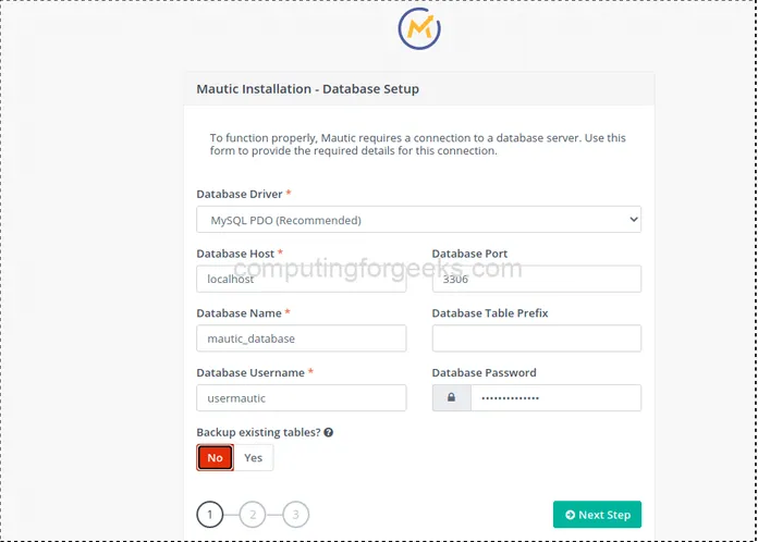 mautin installation 02 database